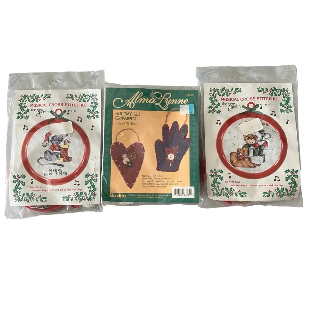 Alma Lynne Holiday Felt Ornaments & New Berlin Co Musical Cross Stitch Kits